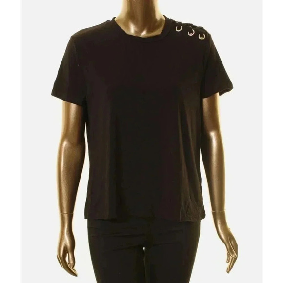 Rachel Roy Women's Tahia Grommet Lace-up Casual Shirt, Black, Small - Picture 1 of 2